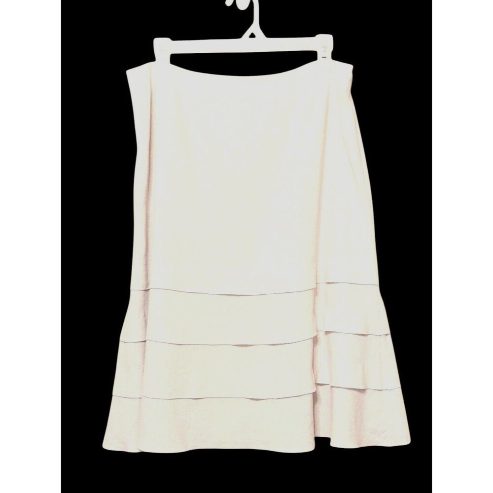Christopher and Banks Linen Blend Aline Skirt Lined Off White Flat Waist Size 10